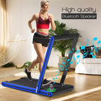 Tapis de course pliable 2-en-1 Costway 2.25HP avec double écran LED Argent/Noir/Bleu