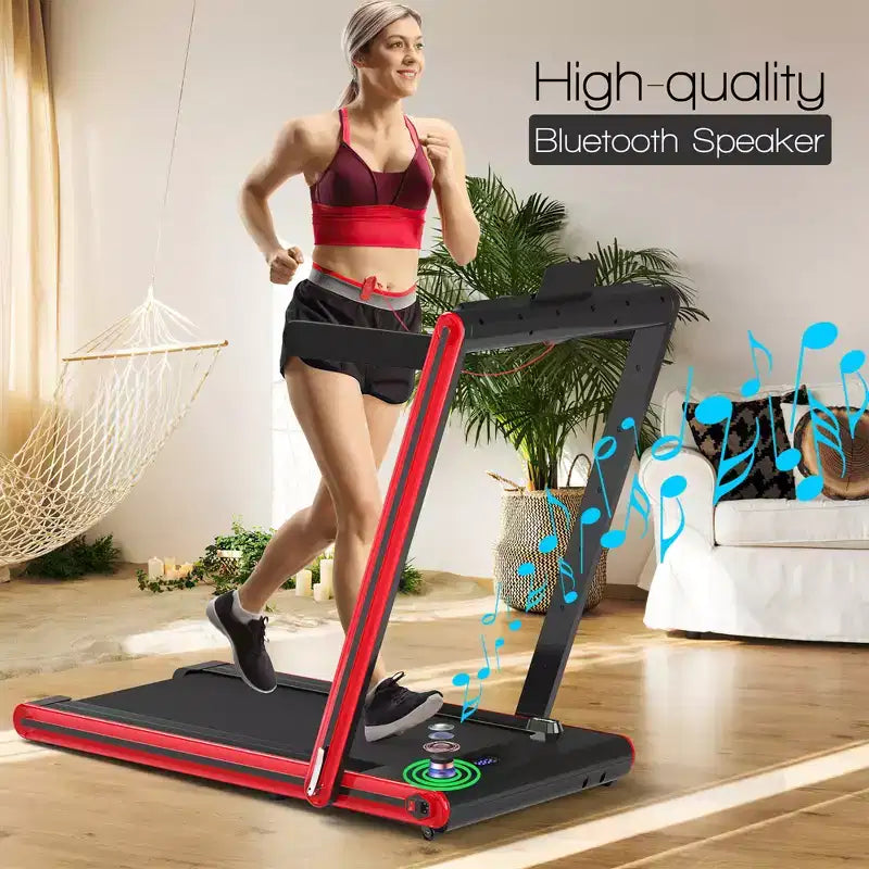 Tapis de course pliable 2-en-1 Costway 2.25HP avec double écran LED Argent/Noir/Bleu