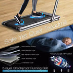 Tapis de course pliable 2-en-1 Costway 2.25HP avec double écran LED Argent/Noir/Bleu