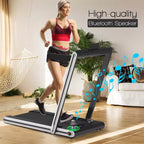 Tapis de course pliable 2-en-1 Costway 2.25HP avec double écran LED Argent/Noir/Bleu
