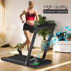 Tapis de course pliable 2-en-1 Costway 2.25HP avec double écran LED Argent/Noir/Bleu