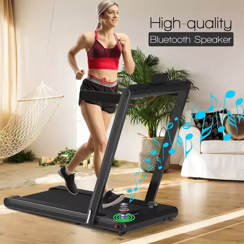 Tapis de course pliable 2-en-1 Costway 2.25HP avec double écran LED Argent/Noir/Bleu