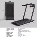 Tapis de course pliable 2-en-1 Costway 2.25HP avec double écran LED Argent/Noir/Bleu