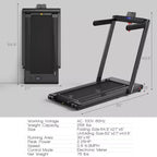 Tapis de course pliable 2-en-1 Costway 2.25HP avec double écran LED Argent/Noir/Bleu
