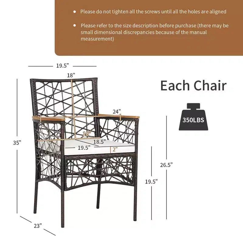 Costway 2pcs PE Wicker Patio Bistro Chairs Acacia Wood Armrests w/ Cushions Outdoor