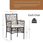 Costway 2pcs PE Wicker Patio Bistro Chairs Acacia Wood Armrests w/ Cushions Outdoor