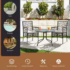 Costway 2pcs PE Wicker Patio Bistro Chairs Acacia Wood Armrests w/ Cushions Outdoor