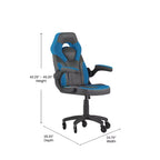 Fauteuil de jeu Flash Furniture X10, Chaise de bureau, d'ordinateur ou de PC de course, avec accoudoirs relevables et roulettes transparentes