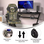 Fauteuil de jeu Flash Furniture X10, Chaise de bureau, d'ordinateur ou de PC de course, avec accoudoirs relevables et roulettes transparentes