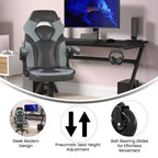 Fauteuil de jeu Flash Furniture X10, Chaise de bureau, d'ordinateur ou de PC de course, avec accoudoirs relevables et roulettes transparentes