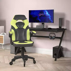 Fauteuil de jeu Flash Furniture X10, Chaise de bureau, d'ordinateur ou de PC de course, avec accoudoirs relevables et roulettes transparentes