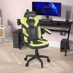 Fauteuil de jeu Flash Furniture X10, Chaise de bureau, d'ordinateur ou de PC de course, avec accoudoirs relevables et roulettes transparentes