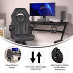 Fauteuil de jeu Flash Furniture X10, Chaise de bureau, d'ordinateur ou de PC de course, avec accoudoirs relevables et roulettes transparentes