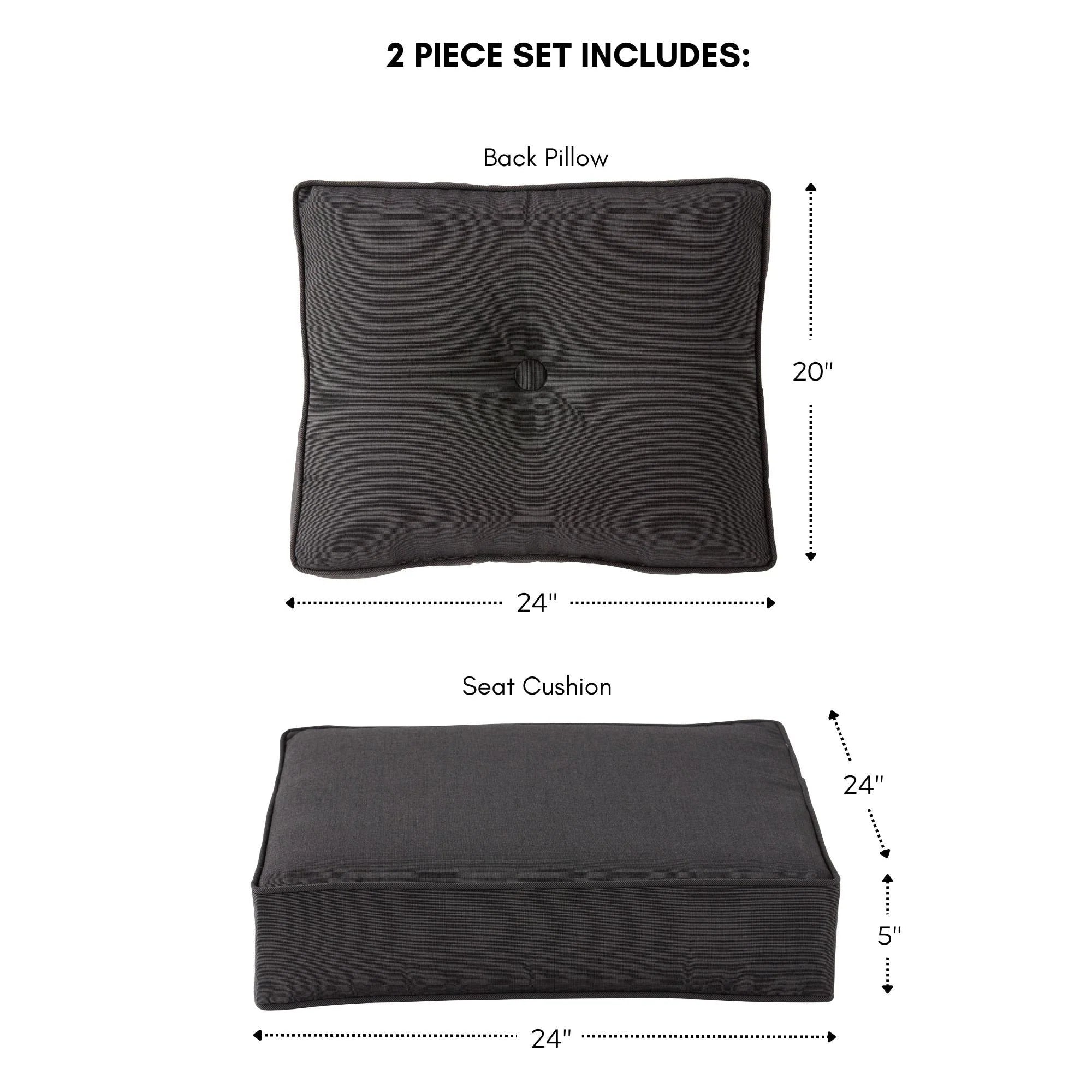 Ensemble de deux coussins d'extérieur haut de gamme Sunbrella pour assise profonde