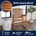 Fauteuil à bascule d'extérieur en bois d'acacia avec dossier à lattes Penny Classic - JONATHAN Y