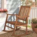 Fauteuil à bascule d'extérieur en bois d'acacia avec dossier à lattes Penny Classic - JONATHAN Y