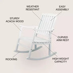 Fauteuil à bascule d'extérieur en bois d'acacia avec dossier à lattes Penny Classic - JONATHAN Y