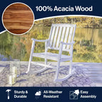 Fauteuil à bascule d'extérieur en bois d'acacia avec dossier à lattes Penny Classic - JONATHAN Y