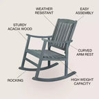 Fauteuil à bascule d'extérieur en bois d'acacia avec dossier à lattes Penny Classic - JONATHAN Y