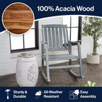 Fauteuil à bascule d'extérieur en bois d'acacia avec dossier à lattes Penny Classic - JONATHAN Y