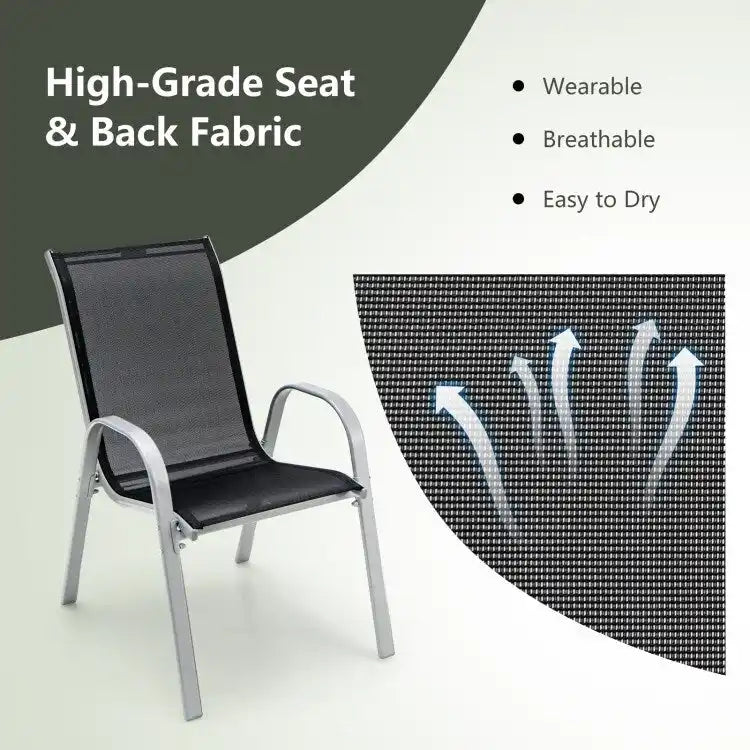 Lot de 4 chaises de salle à manger empilables avec accoudoirs pour patio - 73,7 x 54,6 x 90,2 cm (L x l x H)