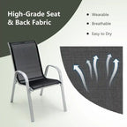 Lot de 4 chaises de salle à manger empilables avec accoudoirs pour patio - 73,7 x 54,6 x 90,2 cm (L x l x H)