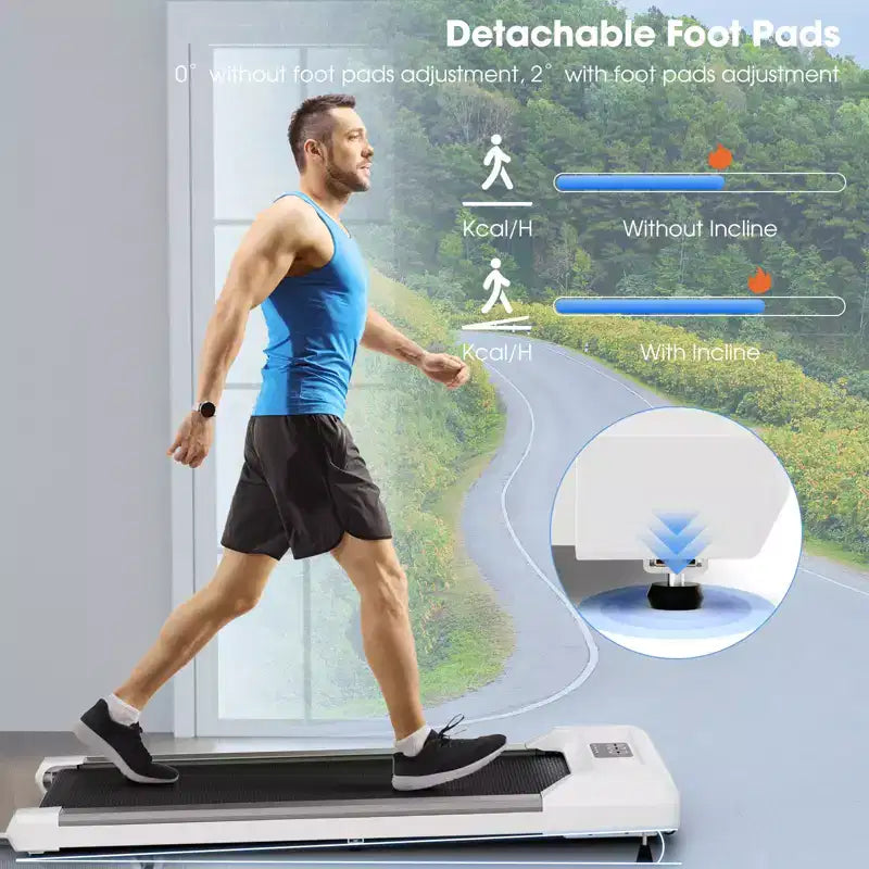 Costway Walking Pad w/265 lbs Capacity Remote Control & LED Display Under Desk Treadmill Gray\Black\Pink