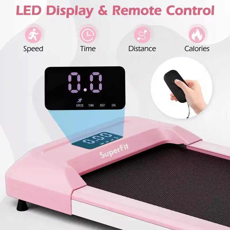 Costway Walking Pad w/265 lbs Capacity Remote Control & LED Display Under Desk Treadmill Gray\Black\Pink