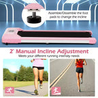 Costway Walking Pad w/265 lbs Capacity Remote Control & LED Display Under Desk Treadmill Gray\Black\Pink