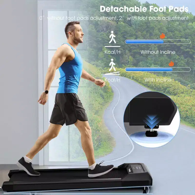Costway Walking Pad w/265 lbs Capacity Remote Control & LED Display Under Desk Treadmill Gray\Black\Pink