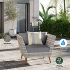 Amazonia Selvaggio Eco-Friendly Wicker Outdoor Patio Accent Chair with Cushion, Arm Chair