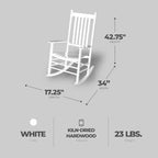 Knollwood Mission Style Timeless Classic High Back 300 Pound Weight Capacity Kiln-dried Hardwood Outdoor Patio Rocking Chair, White