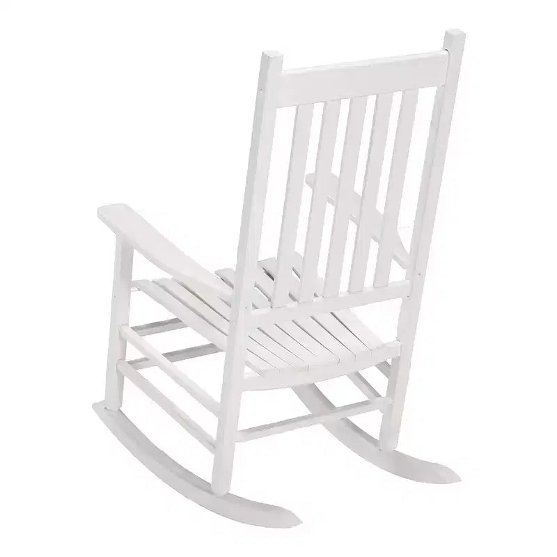 Knollwood Mission Style Timeless Classic High Back 300 Pound Weight Capacity Kiln-dried Hardwood Outdoor Patio Rocking Chair, White