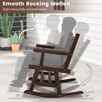 Costway 1/2 PCS Patio Rocking Bench Carbonized Wood Double Rocker Chair with Ergonomic Seat Rustic