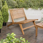 JONATHAN Y Leo Mid-Century Modern Wood Armless Outdoor Patio Chair