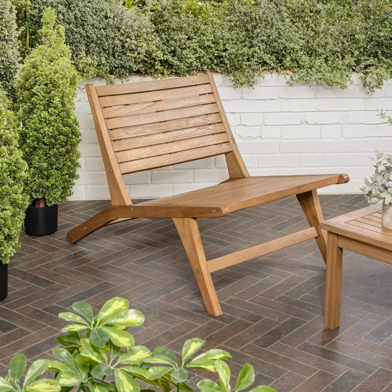 JONATHAN Y Leo Mid-Century Modern Wood Armless Outdoor Patio Chair