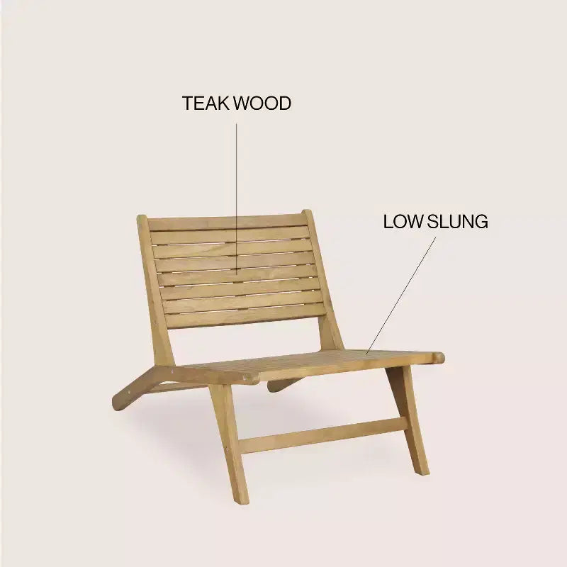 JONATHAN Y Leo Mid-Century Modern Wood Armless Outdoor Patio Chair