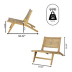 JONATHAN Y Leo Mid-Century Modern Wood Armless Outdoor Patio Chair