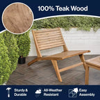 JONATHAN Y Leo Mid-Century Modern Wood Armless Outdoor Patio Chair