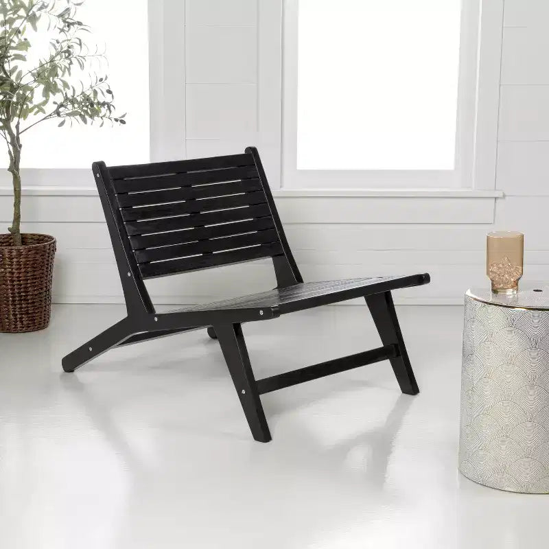 JONATHAN Y Leo Mid-Century Modern Wood Armless Outdoor Patio Chair