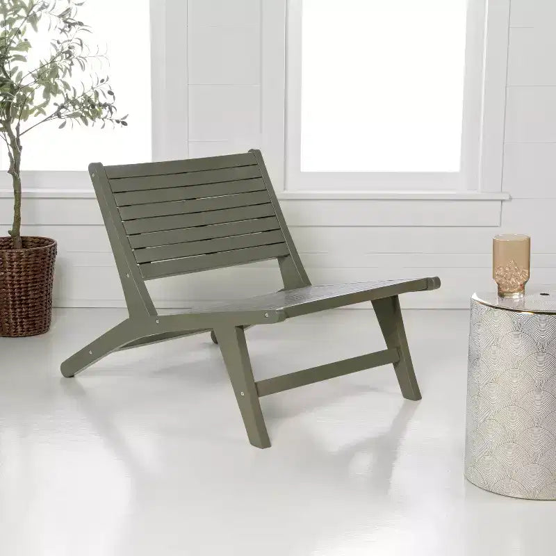 JONATHAN Y Leo Mid-Century Modern Wood Armless Outdoor Patio Chair