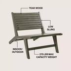 JONATHAN Y Leo Mid-Century Modern Wood Armless Outdoor Patio Chair