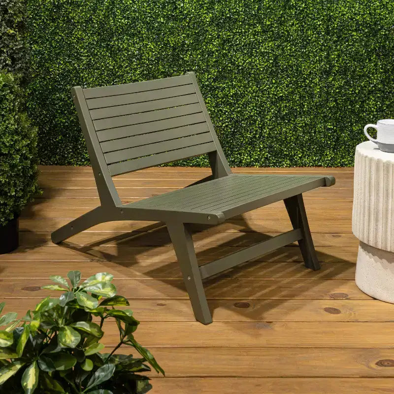 JONATHAN Y Leo Mid-Century Modern Wood Armless Outdoor Patio Chair