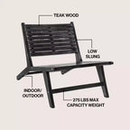 JONATHAN Y Leo Mid-Century Modern Wood Armless Outdoor Patio Chair