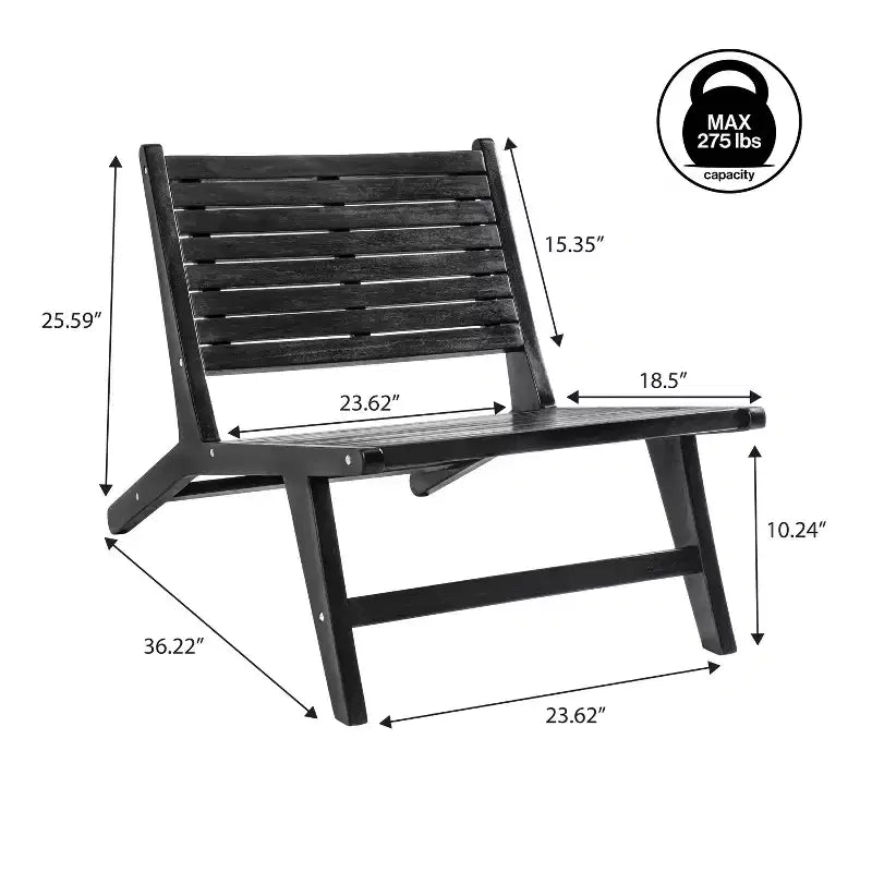 JONATHAN Y Leo Mid-Century Modern Wood Armless Outdoor Patio Chair