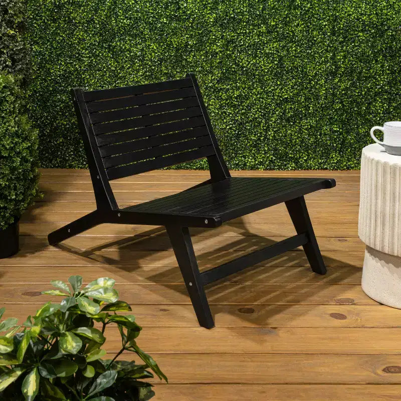 JONATHAN Y Leo Mid-Century Modern Wood Armless Outdoor Patio Chair
