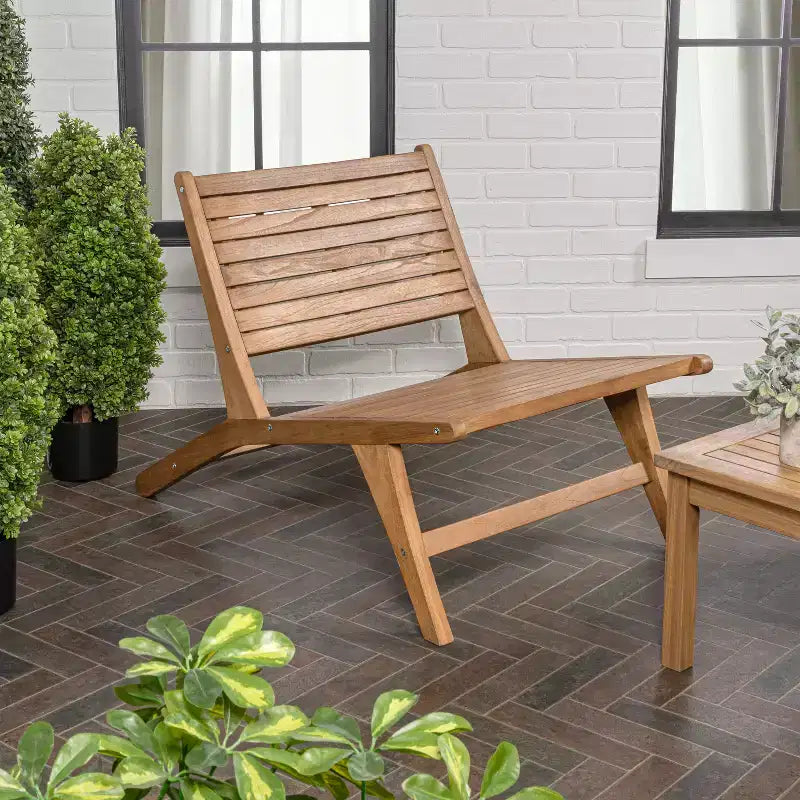 JONATHAN Y Leo Mid-Century Modern Wood Armless Outdoor Patio Chair