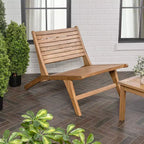 JONATHAN Y Leo Mid-Century Modern Wood Armless Outdoor Patio Chair
