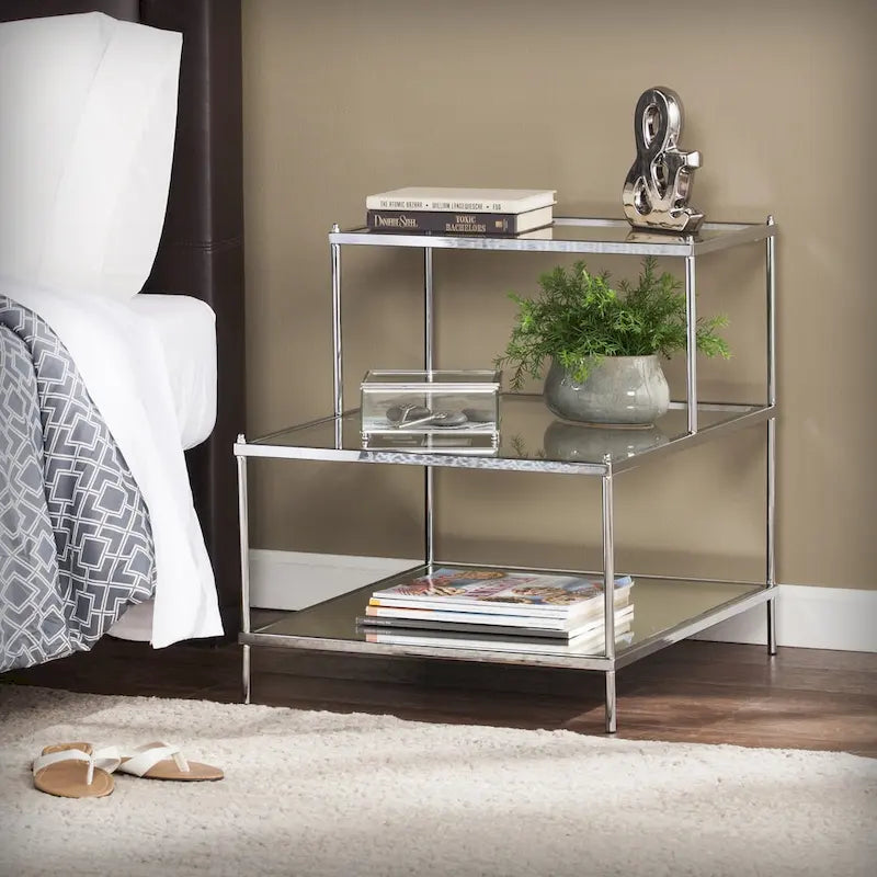 Glam Mirrored Accent Side Table