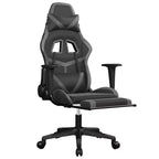 vidaXL Chaise de jeu massante avec repose-pieds, Noir et gris, Similicuir